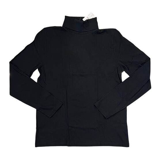 NWT J. Crew Black Cotton Tissue Turtleneck - Picture 1 of 8